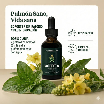Gotas de Gordolobo - Desintoxicación Pulmonar & Salud Respiratoria