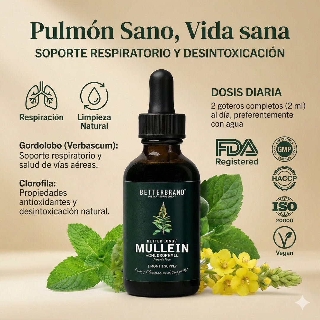 Gotas de Gordolobo - Desintoxicación Pulmonar & Salud Respiratoria