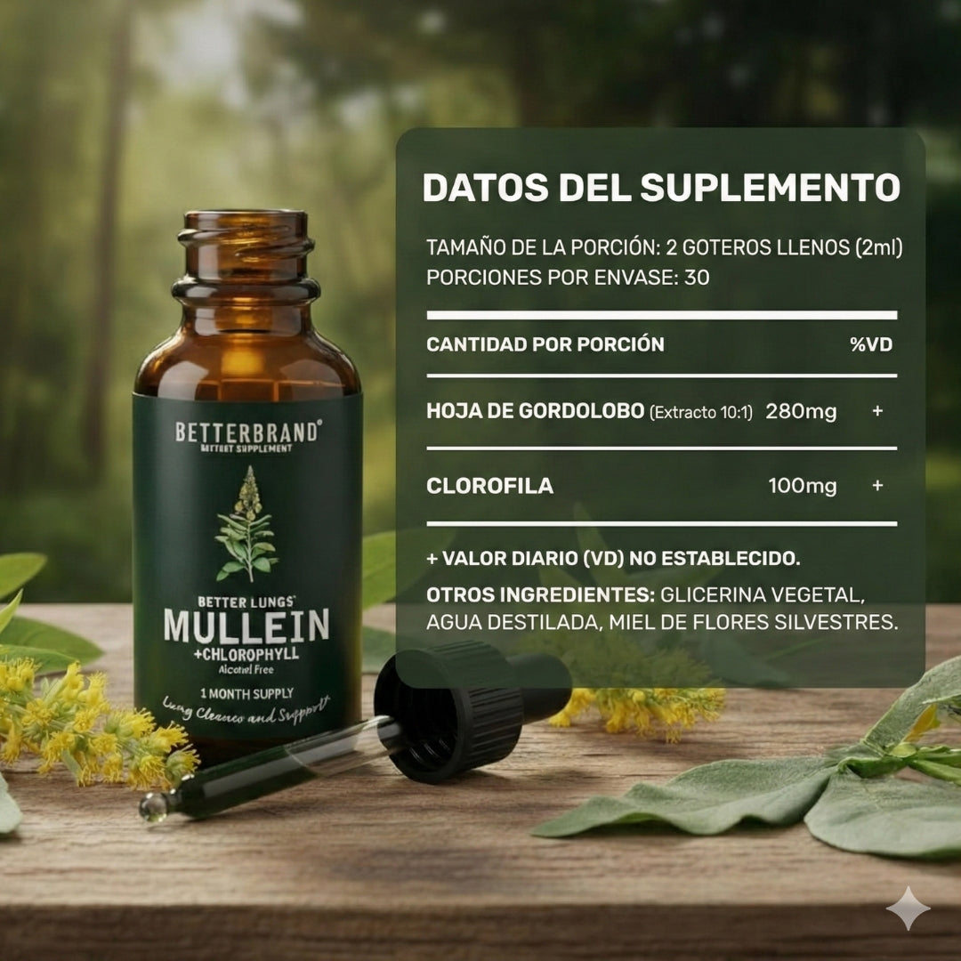 Gotas de Gordolobo - Desintoxicación Pulmonar & Salud Respiratoria