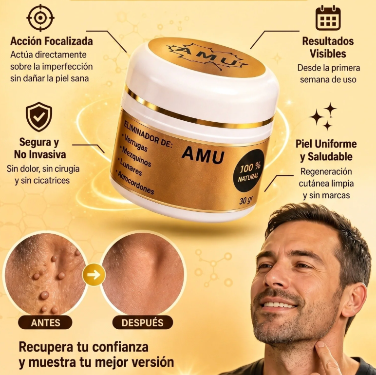 Crema Amu eliminador de verrugas, lunares, mexquinos, piojos y acrocordones