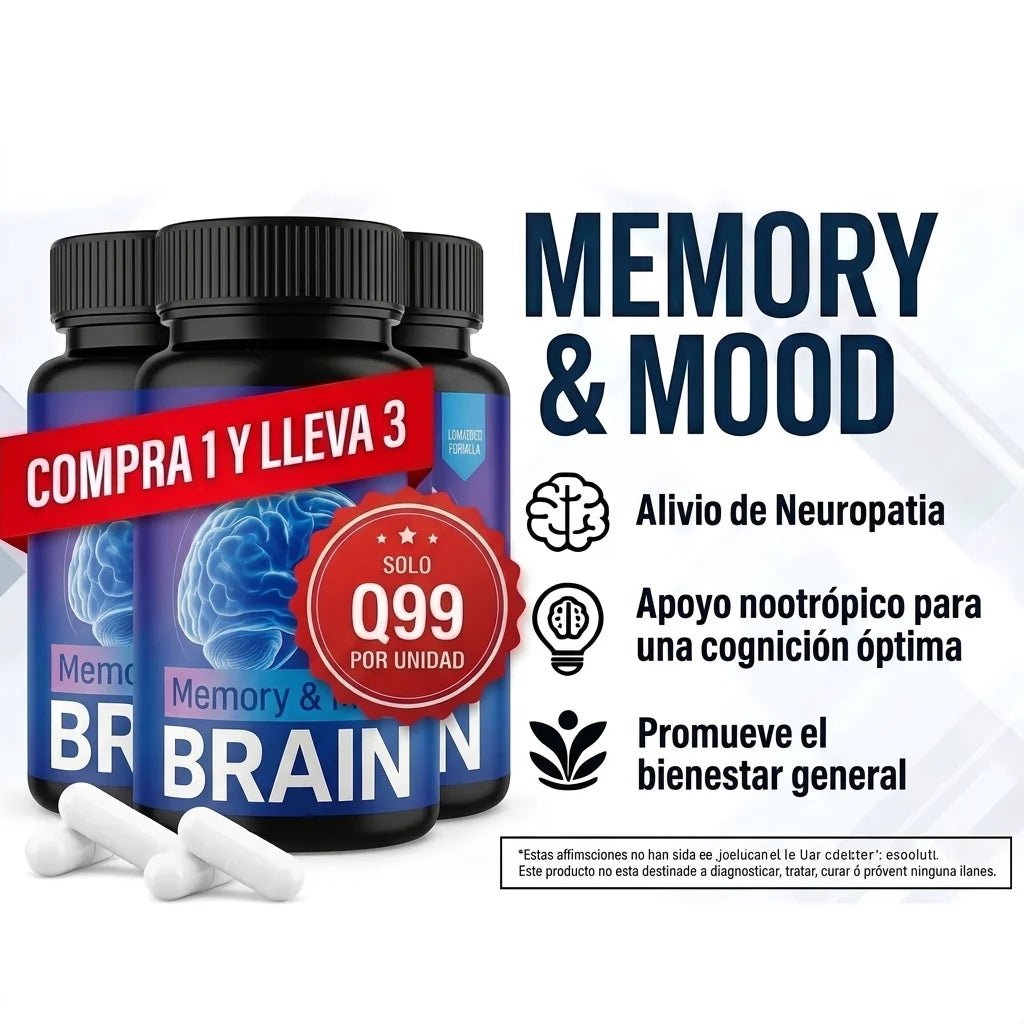 (COMPRA 1 Y LLEVATE 3) Neuro Brain 180 Caps - Alivio Natural de Neuropatia