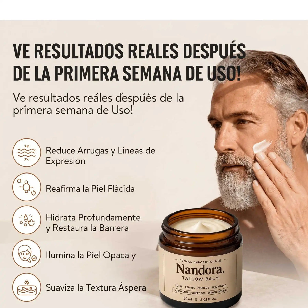 Crema de sebo de res Nandora  para la defensa contra las arrugas - versión  2.0